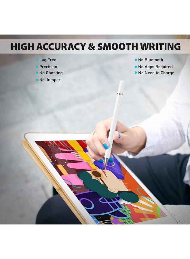 Universal High-Precision Disc Stylus Pen with Magnetic Cap – Professional Styli for iPad, iPhone, Samsung Galaxy Tab & Fire HD – MFi Certified & Apple Compatible – Premium Original Materials & High-Capacity Battery – White - Image 4